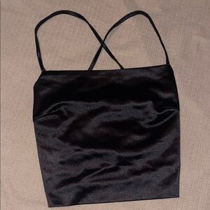 Elegant Black Silk Women's Crop Top